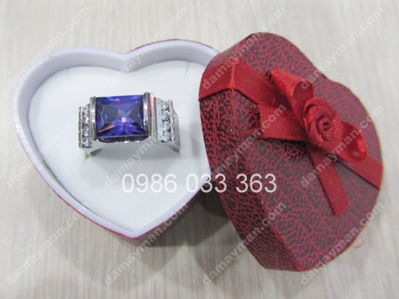 Nhẫn Inox Đá Topaz Tím