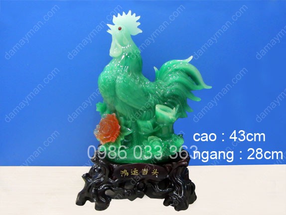 Gà Trống Xanh Lớn Đế Gỗ 43cm