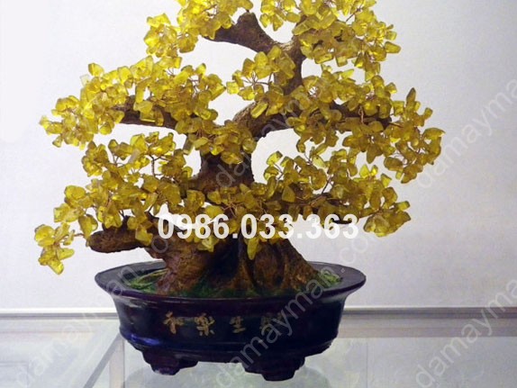 Cây Chiêu Tài Đá Thạch Anh Vàng 33cm