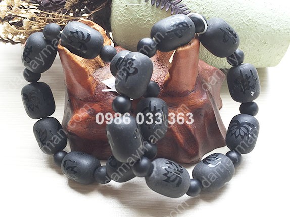 Lắc Tay Đá Agate Chữ Phật