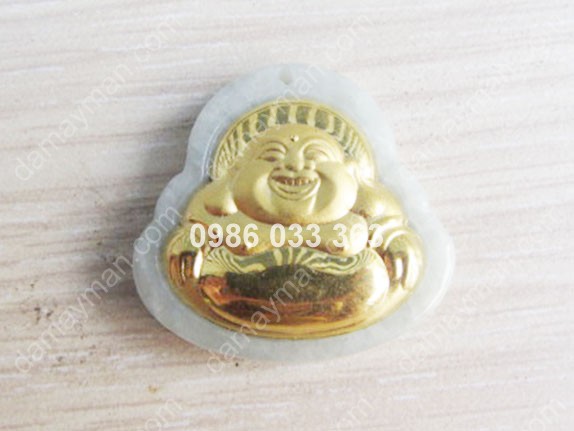 Mặt DC Phật Di Lặc Cẩm Thạch Xi Vàng