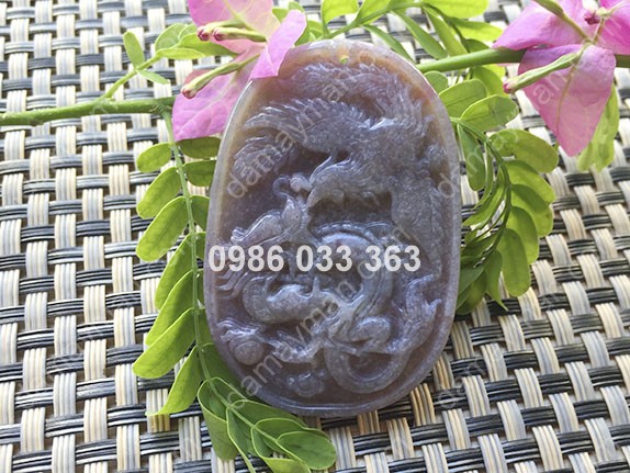 Mặt DC Rồng Phụng Chalcedony Tím