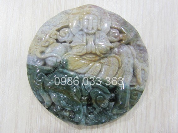 Mặt Dây Chuyền Quan Âm Cưỡi Voi Đá Chalcedony