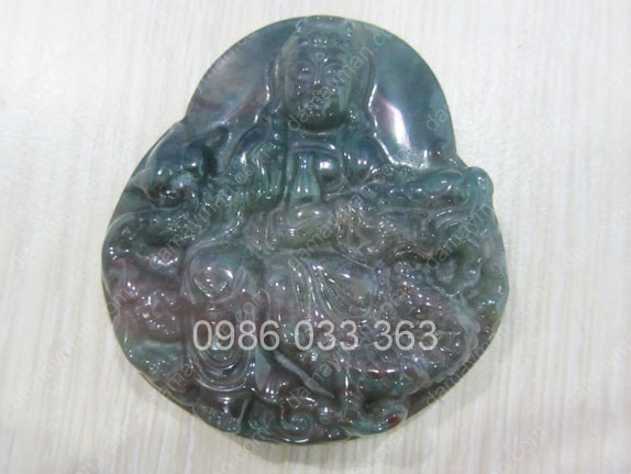 Mặt Dây Chuyền Quan Âm Cưỡi Rồng Đá Chalcedony