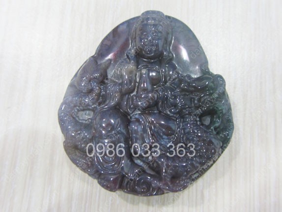 Mặt Dây Chuyền Quan Âm Cưỡi Rồng Đá Chalcedony