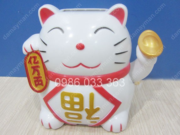 Mèo Năng Lượng Maneki Neko Trắng