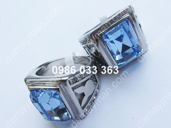 Nhẫn Inox Đá Topaz Xanh