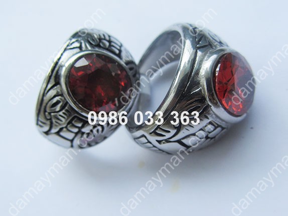 Nhẫn Inox Đá Topaz Đỏ