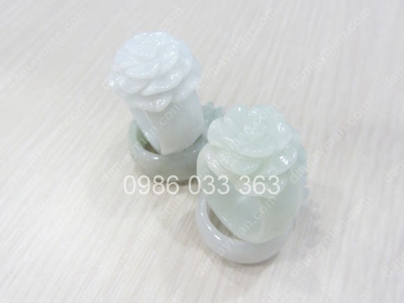 Nhẫn Hoa Mẫu Đơn Đá Cẩm Thạch