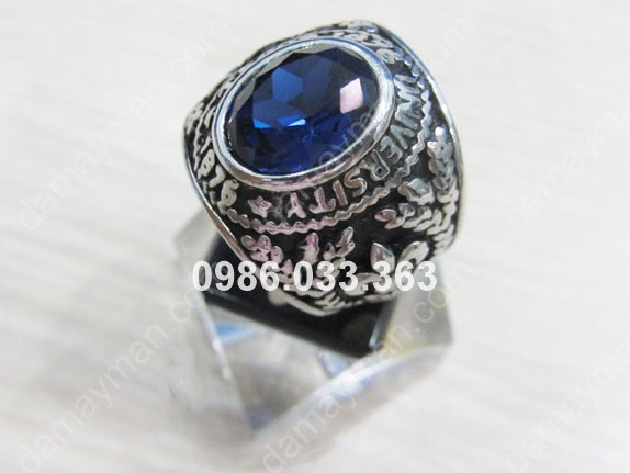 Nhẫn Inox Đá Topaz Xanh