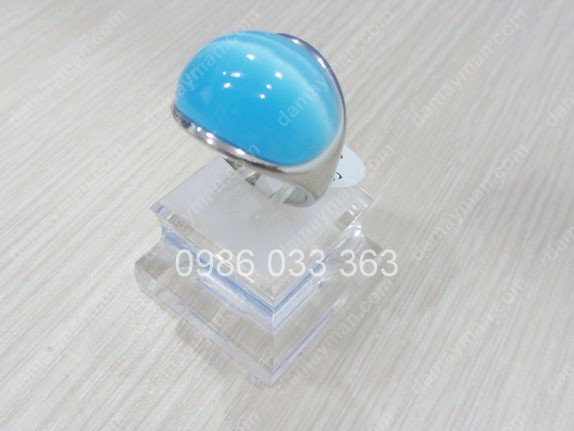 Nhẫn Inox Đá Mắt Mèo Xanh