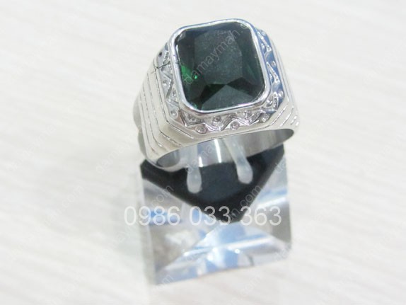 Nhẫn Inox Đá Topaz Xanh Lá