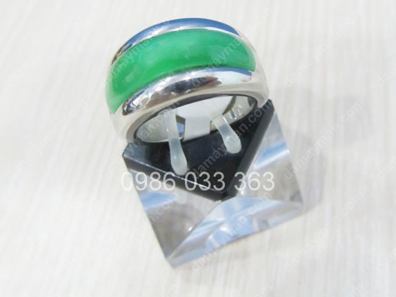 Nhẫn Inox Đá Mắt Mèo Xanh