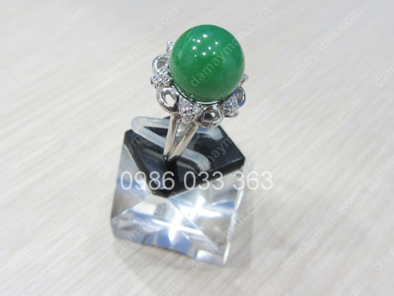 Nhẫn Bạc Đá Cẩm Thạch Xanh 
