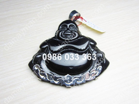 Mặt Dây Chuyền Phật Di Lạc Đá Đen