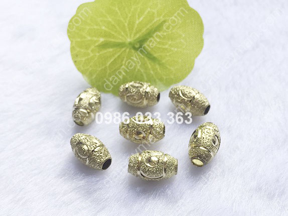Hột Ovan Vàng Phối Chuỗi Tay Đá
