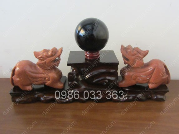 Cặp Tỳ Hưu Đá Kim Sa + Cầu Thiên Thạch