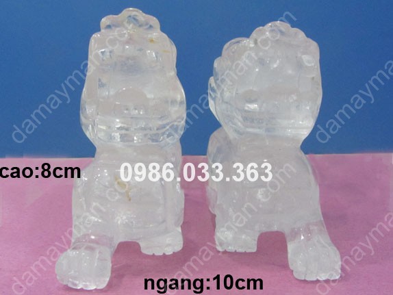 Cặp Tỳ Hưu Đá Thạch Anh Trắng Cao 8cm