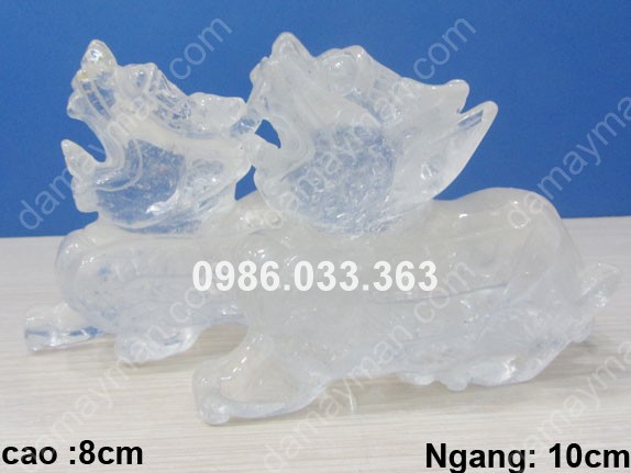 Cặp Tỳ Hưu Đá Thạch Anh Trắng Cao 8cm