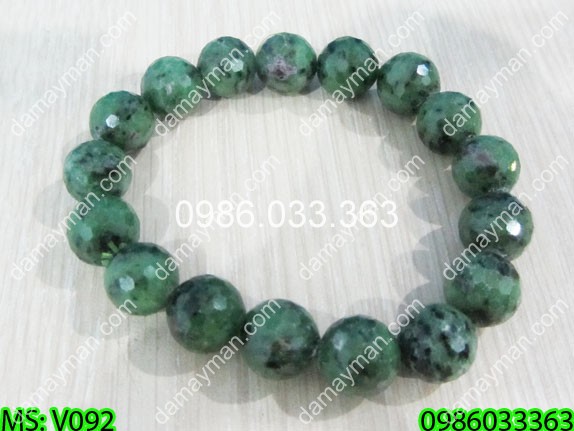 Vòng Tay Đá Ruby Xanh 12Ly | Vòng Tay Đá | Trang Sức Phong Thủy | Đá May Mắn