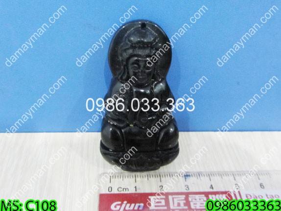 Mặt Dây Chuyền Phật Bà Đá Thiên Thạch Đen