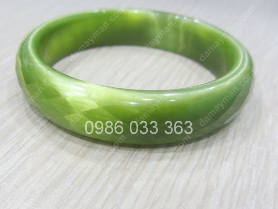 Vòng Tay Đá Mắt Mèo Xanh Lá 1.2cm