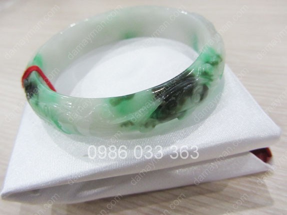 Vòng Tay Đá Cẩm Thạch Chạm Hoa F58